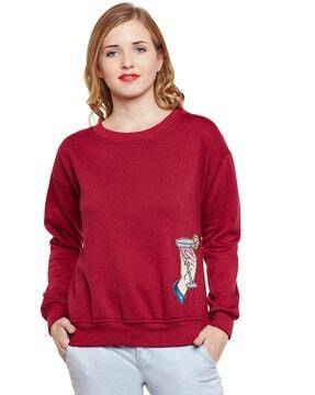 crew-neck sweatshirt with applique