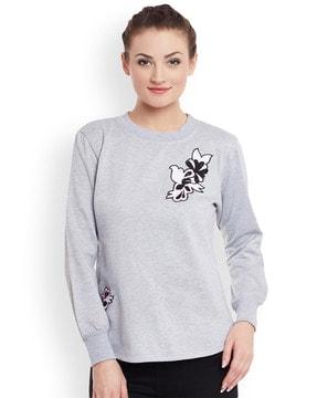 crew-neck sweatshirt with applique