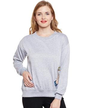 crew-neck sweatshirt with applique