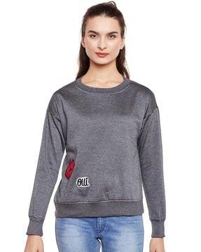 crew-neck sweatshirt with applique