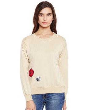 crew-neck sweatshirt with appliques