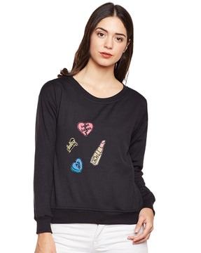 crew-neck sweatshirt with appliques