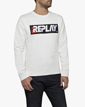 crew-neck sweatshirt with brand applique