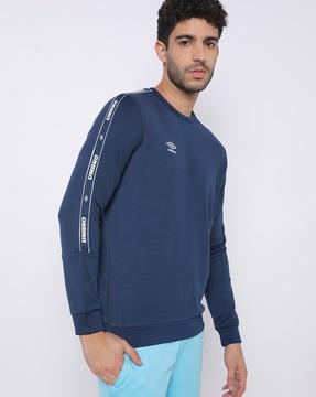 crew-neck sweatshirt with brand taping