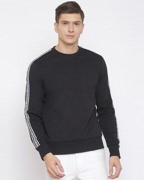 crew-neck sweatshirt with contrast logo taping