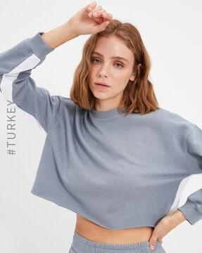 crew-neck sweatshirt with contrast side panel