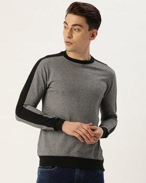 crew-neck sweatshirt with contrast taping