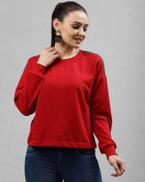 crew-neck sweatshirt with contrast taping