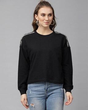 crew-neck sweatshirt with contrast taping