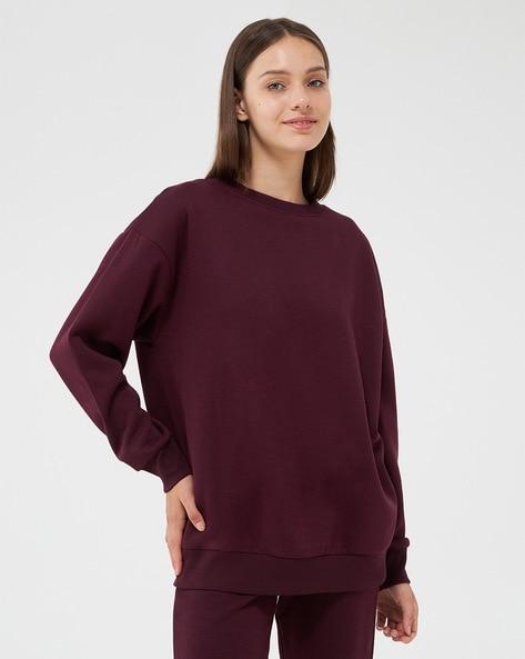 crew-neck sweatshirt with drop-shoulder sleeves