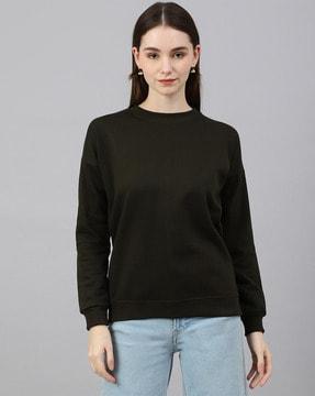 crew-neck sweatshirt with drop-shoulder sleeves