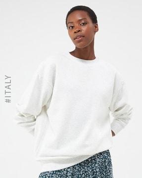 crew-neck sweatshirt with drop-shoulder sleeves