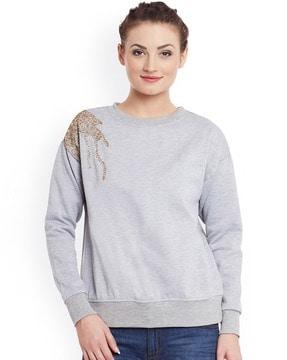 crew-neck sweatshirt with embellishments