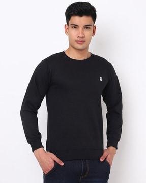 crew-neck sweatshirt with logo appilque