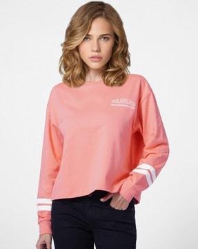 crew-neck sweatshirt with placement print