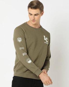 crew-neck sweatshirt with placement print