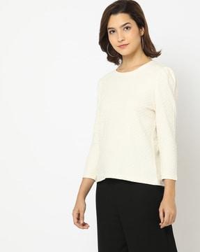 crew-neck sweatshirt with puff sleeves