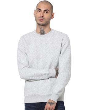 crew-neck sweatshirt with ribbed hem