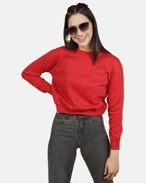 crew-neck sweatshirt with ribbed hem