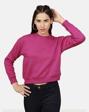 crew-neck sweatshirt with ribbed hem