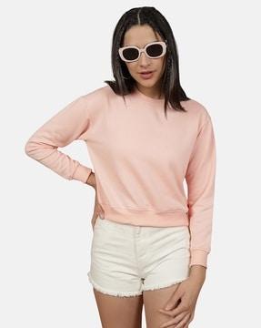 crew-neck sweatshirt with ribbed hem