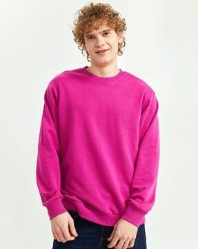 crew-neck sweatshirt with ribbed hem