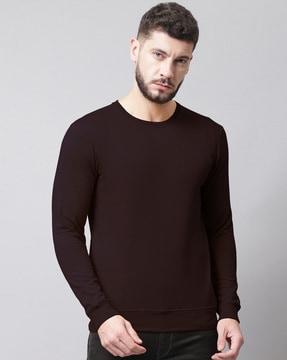 crew-neck sweatshirt with ribbed hem