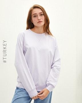 crew-neck sweatshirt with ribbed hem