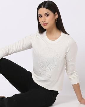 crew-neck sweatshirt with ribbed hem