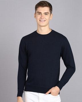 crew-neck sweatshirt with ribbed hem