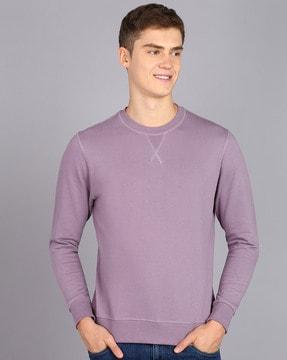 crew-neck sweatshirt with ribbed hem