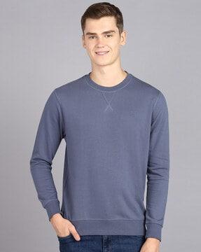 crew-neck sweatshirt with ribbed hem