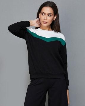 crew-neck sweatshirt with ribbed hem