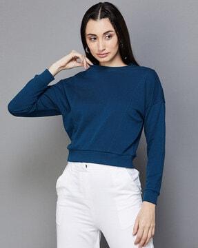 crew-neck sweatshirt with ribbed hem