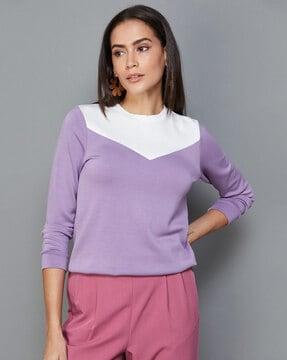 crew-neck sweatshirt with ribbed hem