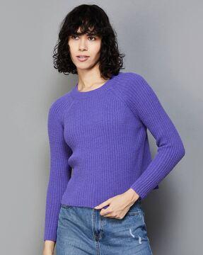 crew-neck sweatshirt with ribbed hem