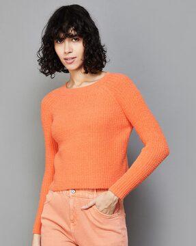 crew-neck sweatshirt with ribbed hem