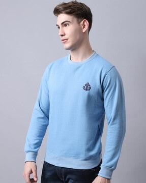 crew-neck sweatshirt with ribbed hem