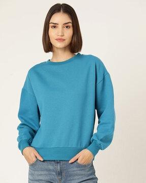 crew-neck sweatshirt with ribbed hem