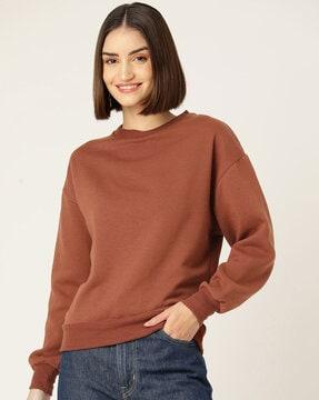 crew-neck sweatshirt with ribbed hem