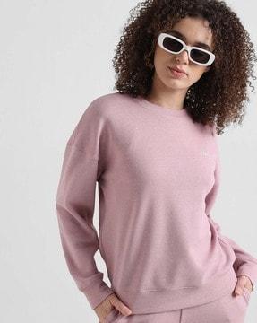 crew-neck sweatshirt with ribbed hem