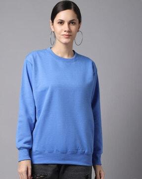 crew-neck sweatshirt with ribbed hem