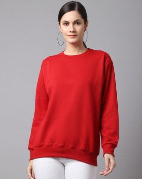 crew-neck sweatshirt with ribbed hem