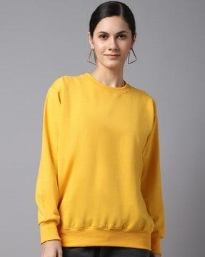 crew-neck sweatshirt with ribbed hem