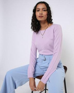 crew-neck sweatshirt with ribbed hemline