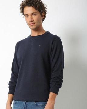 crew-neck sweatshirt with ribbed hems