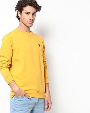 crew-neck sweatshirt with ribbed hems