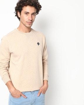 crew-neck sweatshirt with ribbed hems