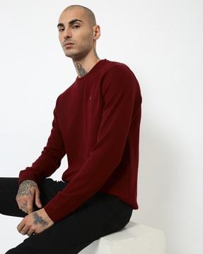 crew-neck sweatshirt with ribbed hems