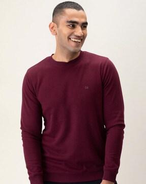 crew-neck sweatshirt with ribbed hems